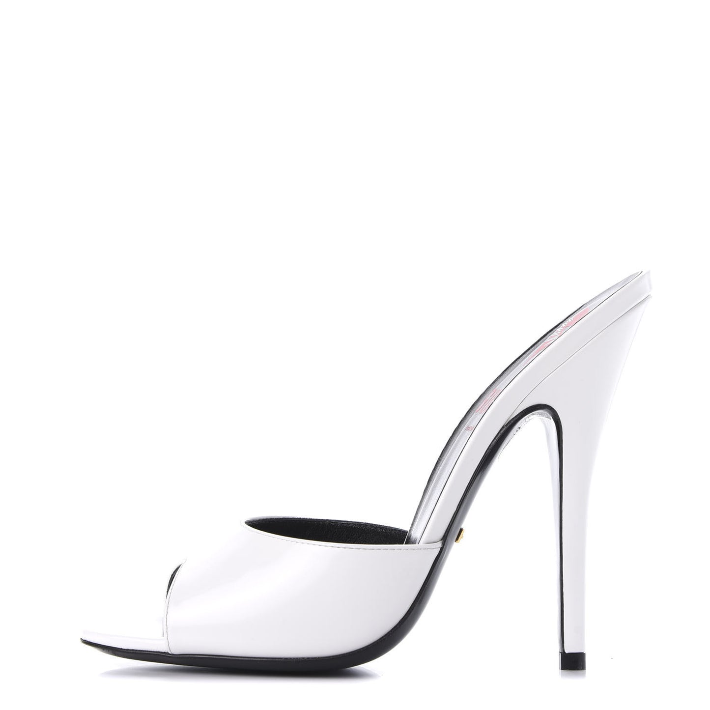 Polished Calfskin Scarlet High Heel Slide Sandals 39 Great White