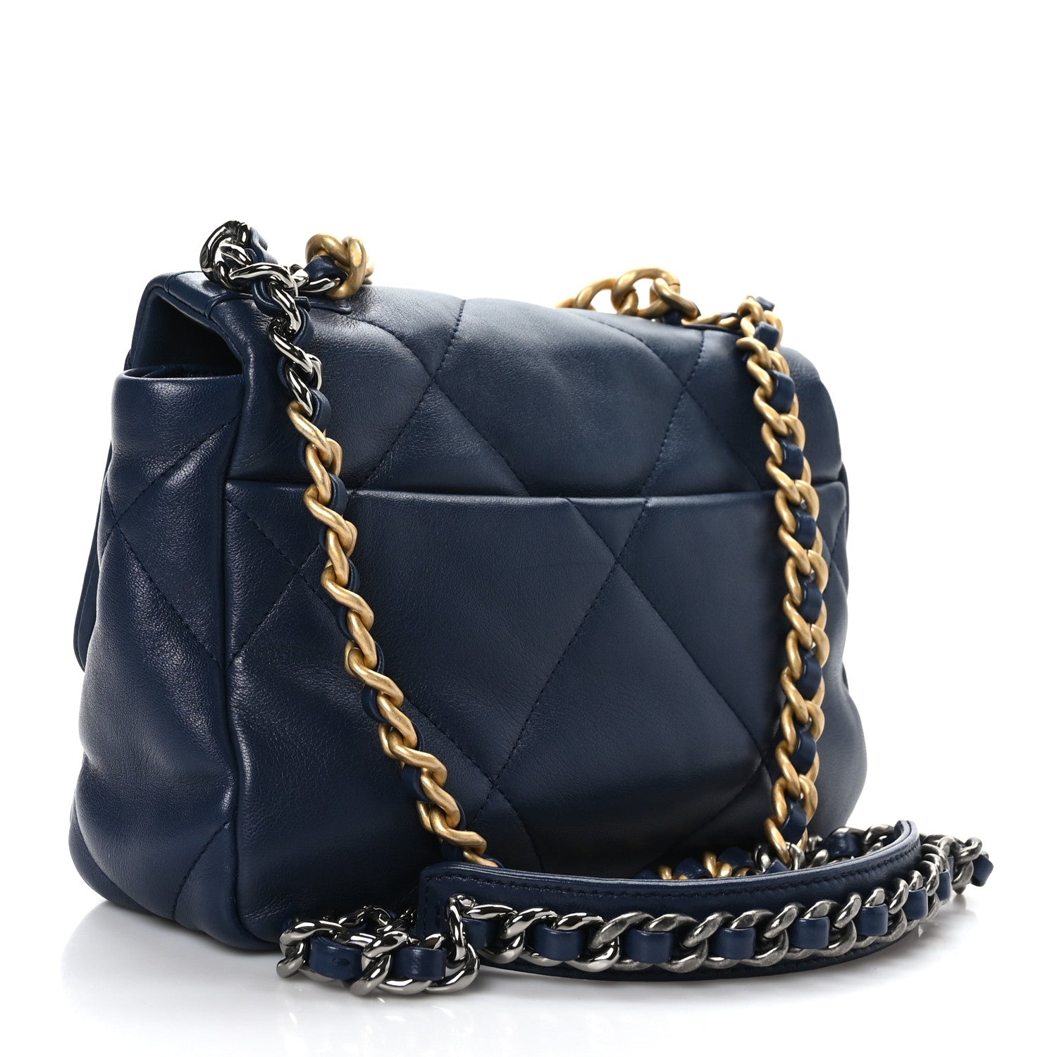 Chanel Lambskin Quilted Medium Chanel 19 Flap Navy Blue 3 of 9