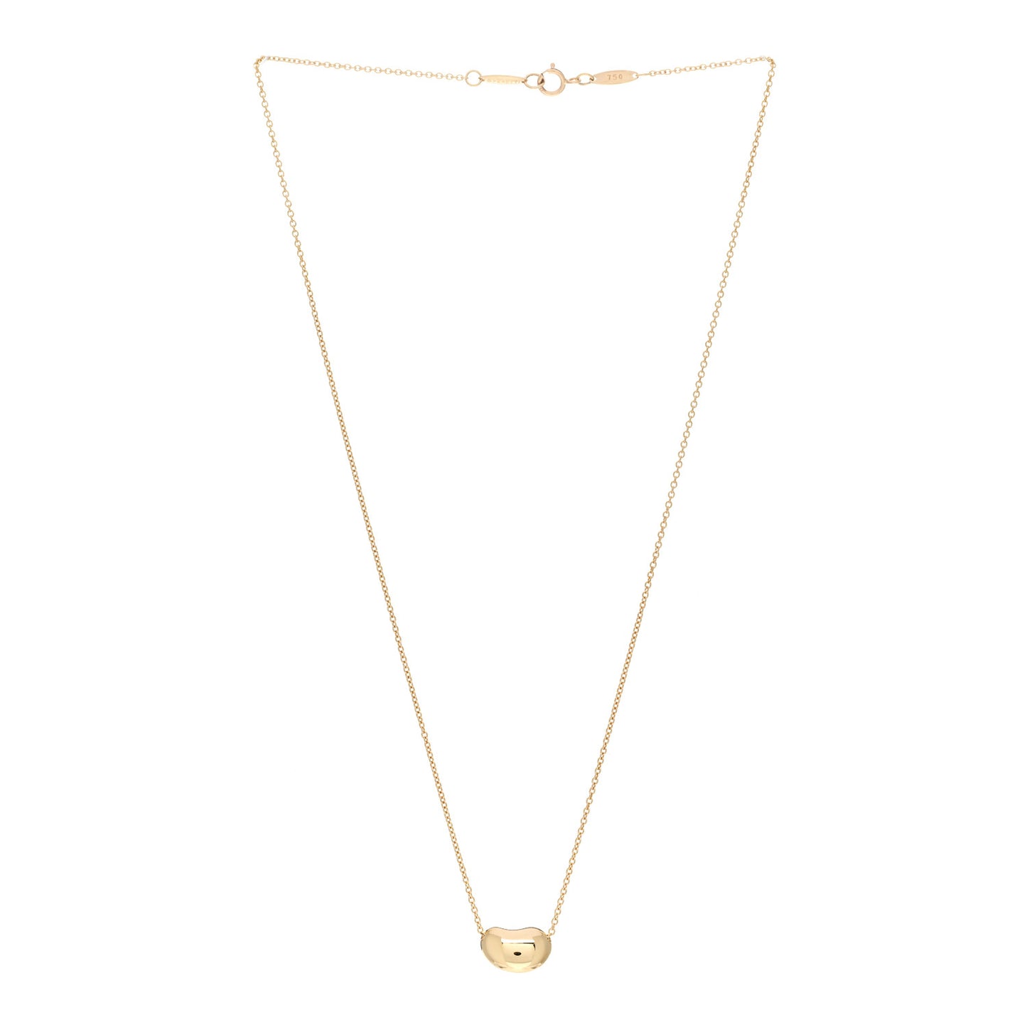 18K Yellow Gold 12mm Elsa Peretti Bean Pendant Necklace