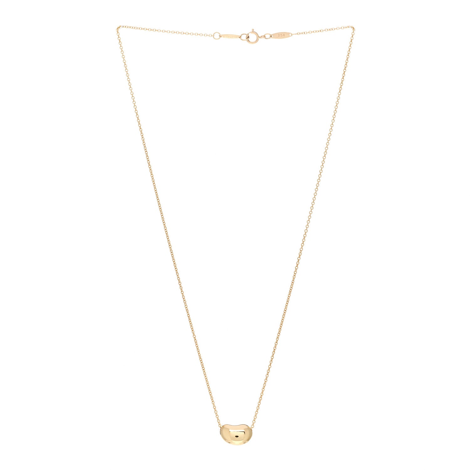 Tiffany 18K Yellow Gold 12mm Elsa Peretti Bean Pendant Necklace 3 of 4