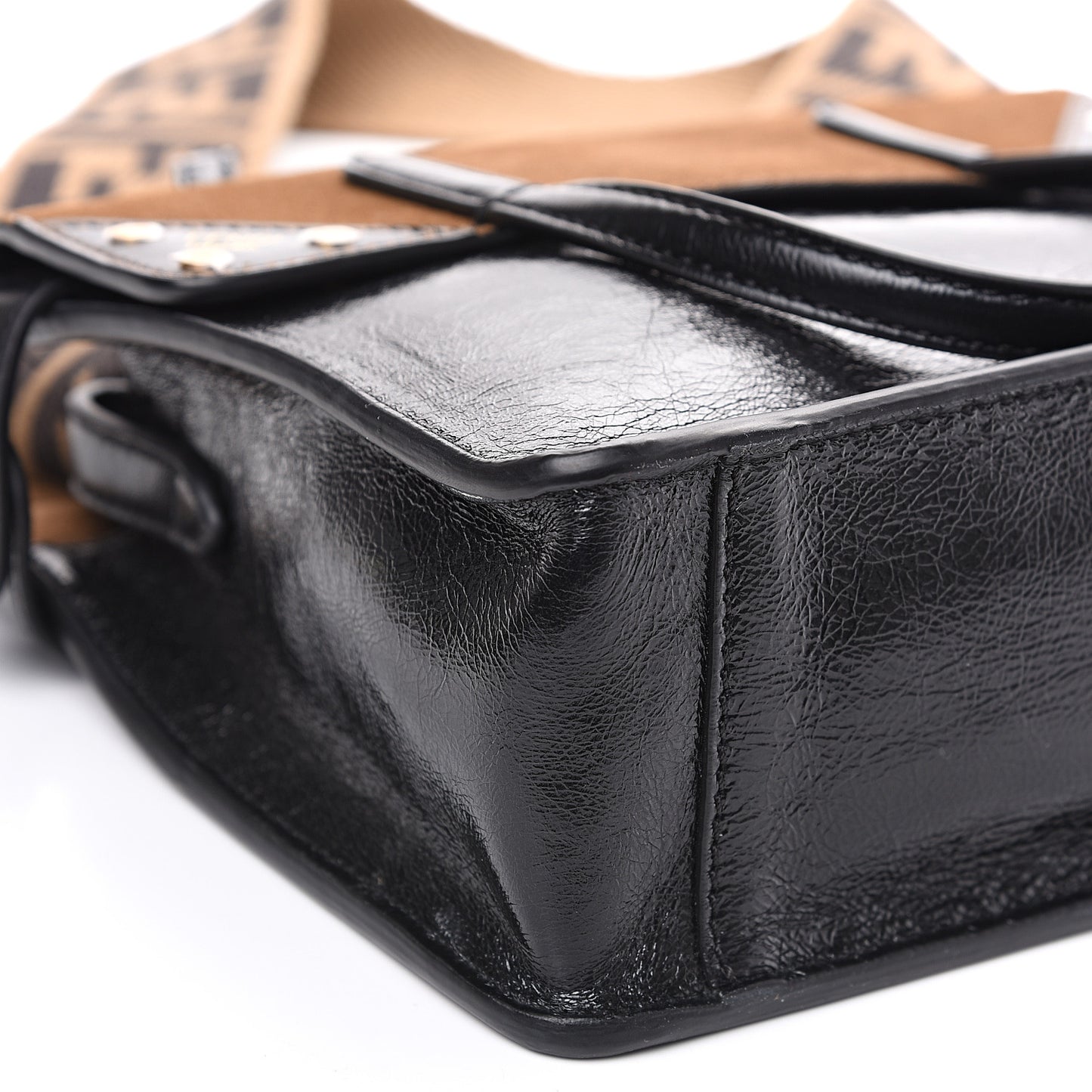 Agnello Old Shine Vitello Go Rain Small Flip Tote Black Marrone
