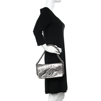 Chanel Metallic Cracked Calfskin Modern Chain Flap Bag Dark Silver 2 of 10