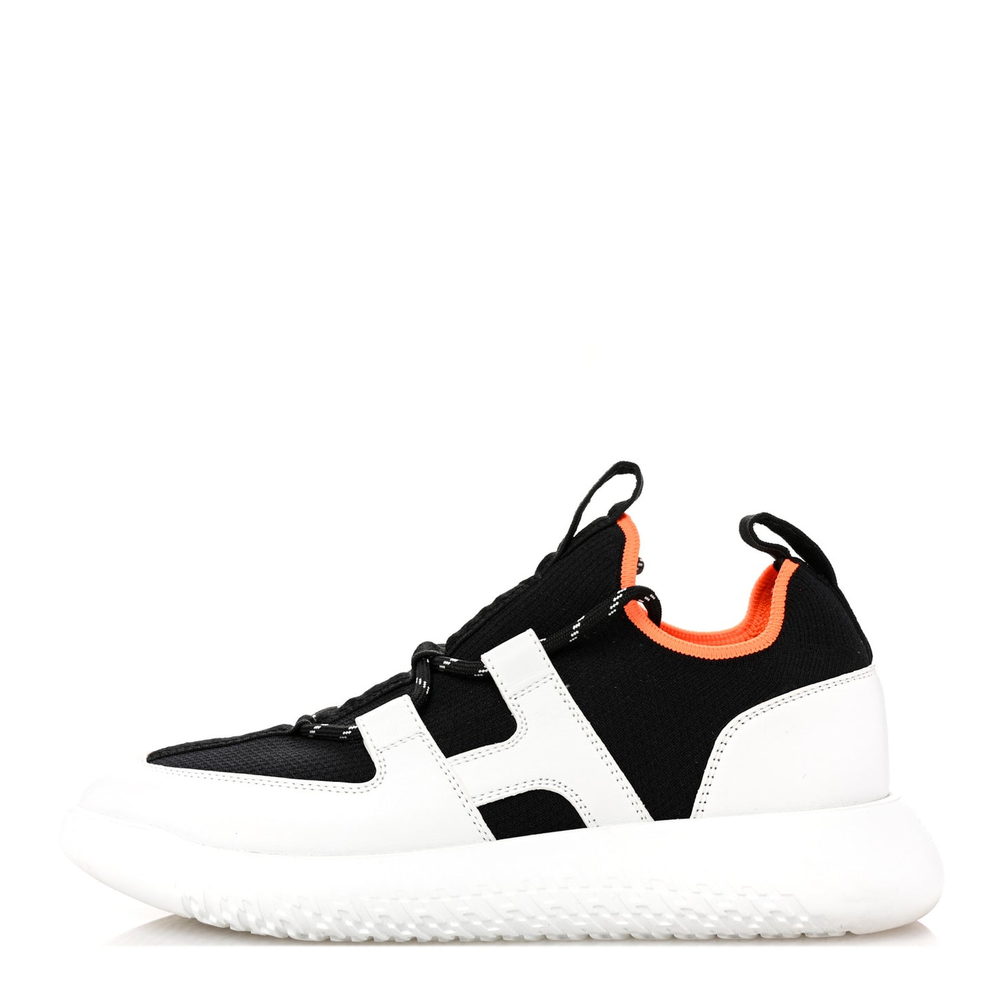 Technical Canvas Calfskin Womens Duel Sneakers 36 White Black