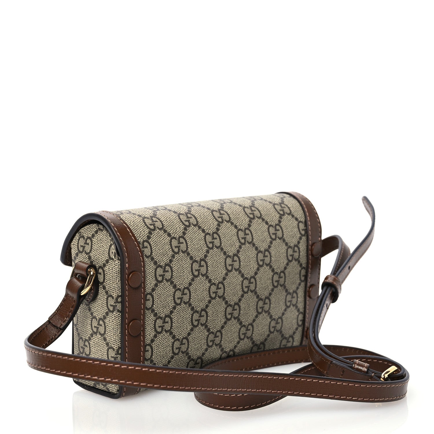 Gucci GG Supreme Monogram Mini Horsebit 1955 Shoulder Bag Beige Brown Sugar 3 of 12