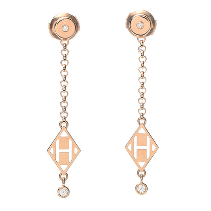 Hermes 18K Rose Gold Diamond Gambade Earrings 1 of 6