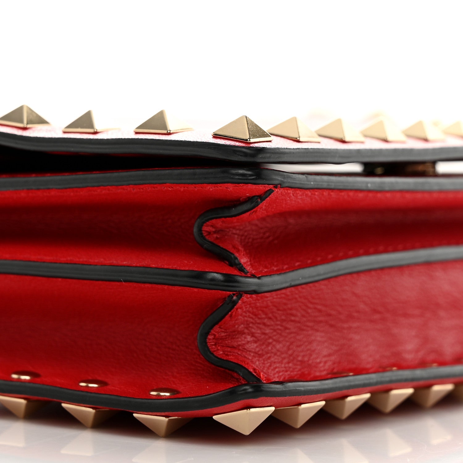 Valentino Garavani Vitello Rockstud Wallet On Chain Rouge Pur 9 of 11