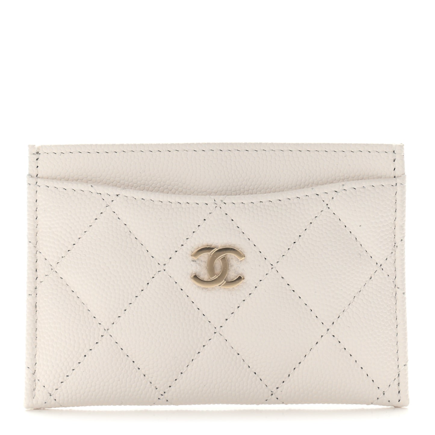 Caviar Quilted Card Holder White