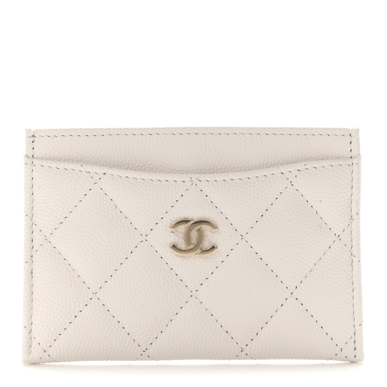 Chanel Caviar Quilted Card Holder White 1 of 8