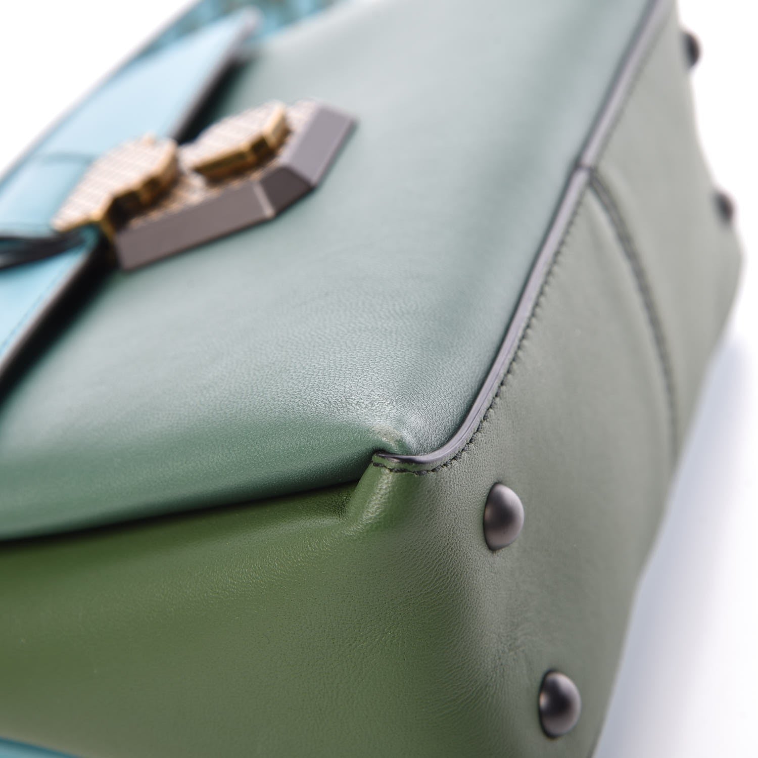 Bottega Veneta Nappa Multicolor Piazza Bag Thyme Aqua Ivy Black 10 of 13