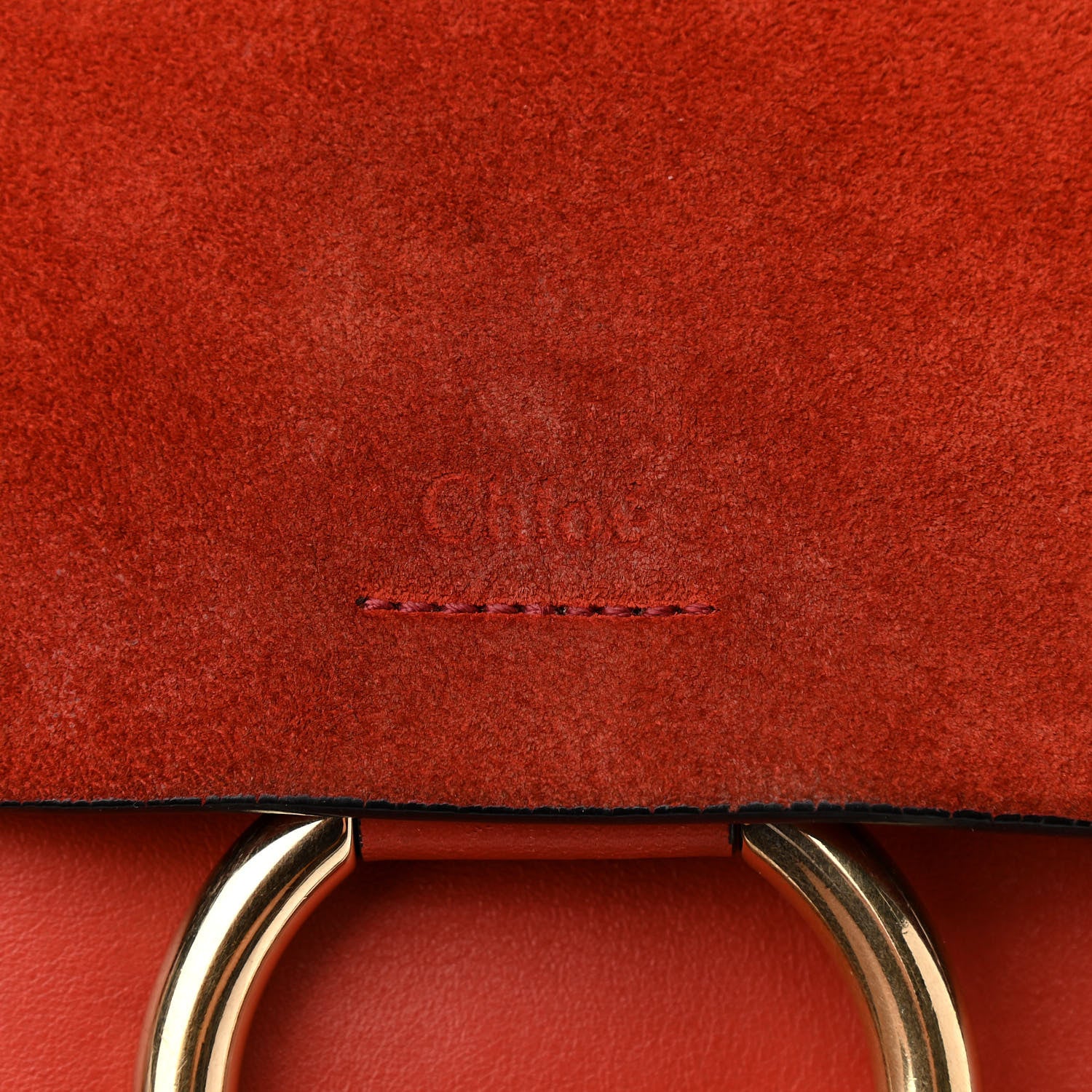Chloe Calfskin Suede Medium Faye Shoulder Bag Sepia Red 13 of 14