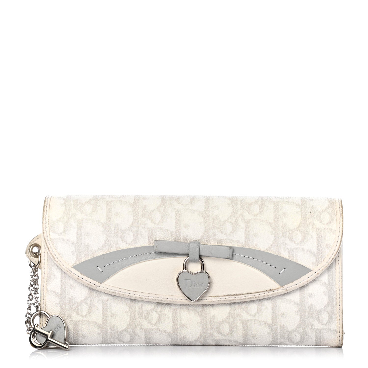 Christian Dior Monogram Trotter Romantique Heart Charm Wallet White 1 of 6