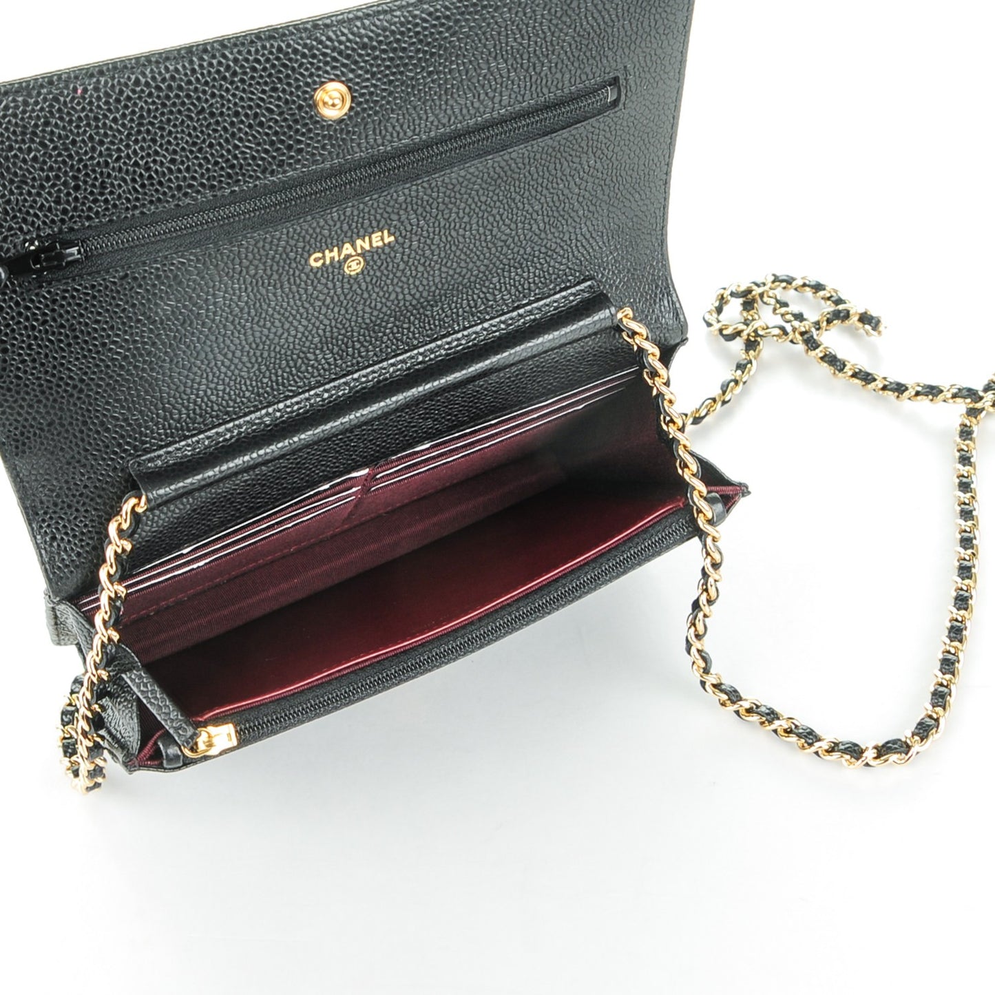 Caviar Quilted Wallet On Chain WOC Black