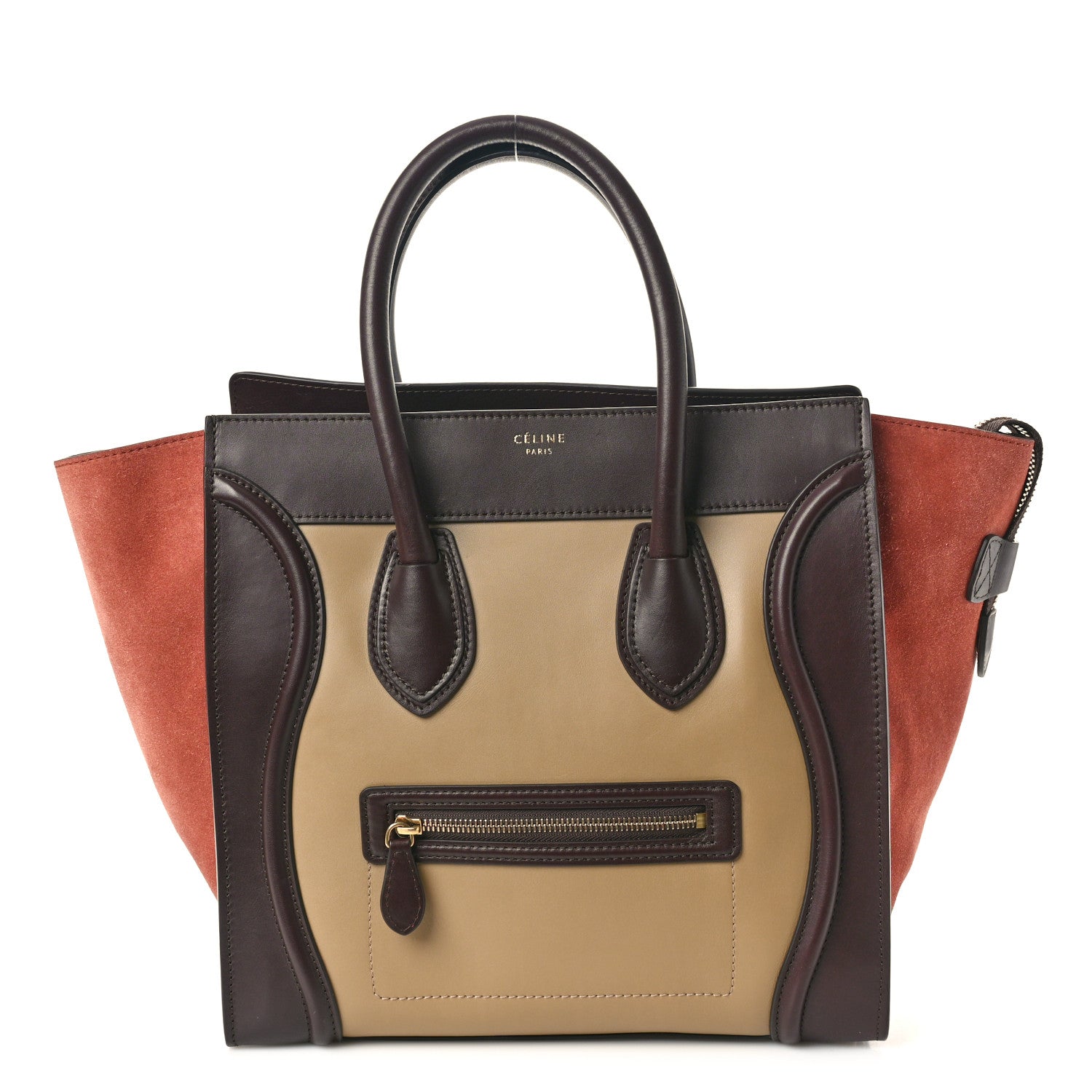 Celine Satin Calfskin Suede Mini Tri-Color Luggage Beige 1 of 9