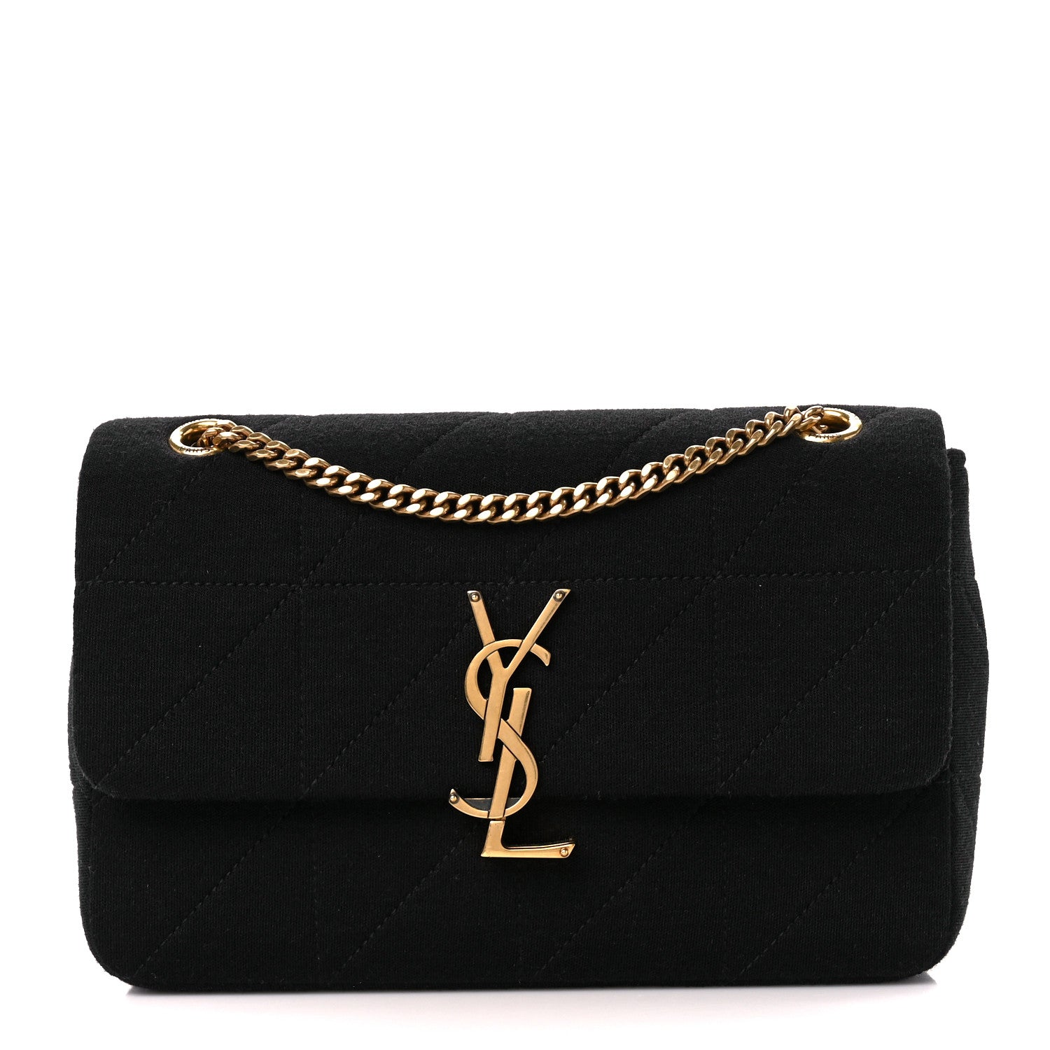 Saint Laurent Jersey Wool Patchwork Monogram Medium Jamie Black 1 of 10