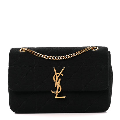 Saint Laurent Jersey Wool Patchwork Monogram Medium Jamie Black 1 of 10