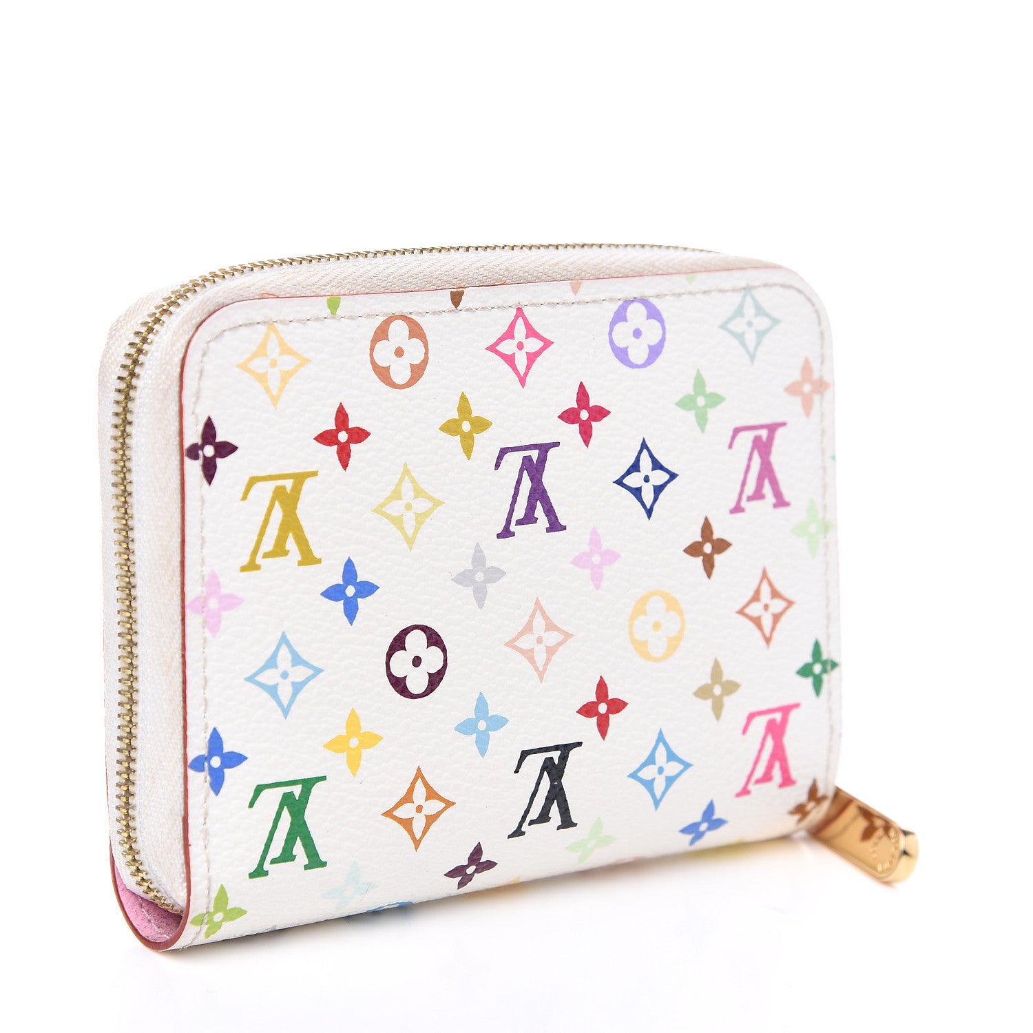 Louis Vuitton Monogram Multicolor Zippy Coin Purse Wallet White Litchi 2 of 10