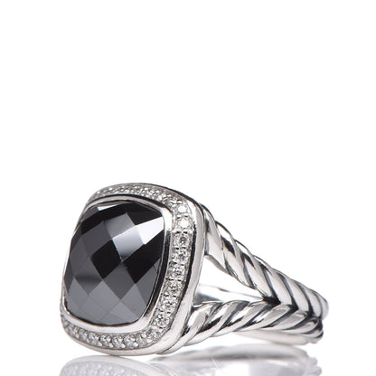 David Yurman Sterling Silver Diamond Hematite 11mm Albion Ring 52 6 3 of 6