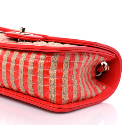 Chanel Raffia Jute Striped Small Urban Jungle Single Flap Red 9 of 10