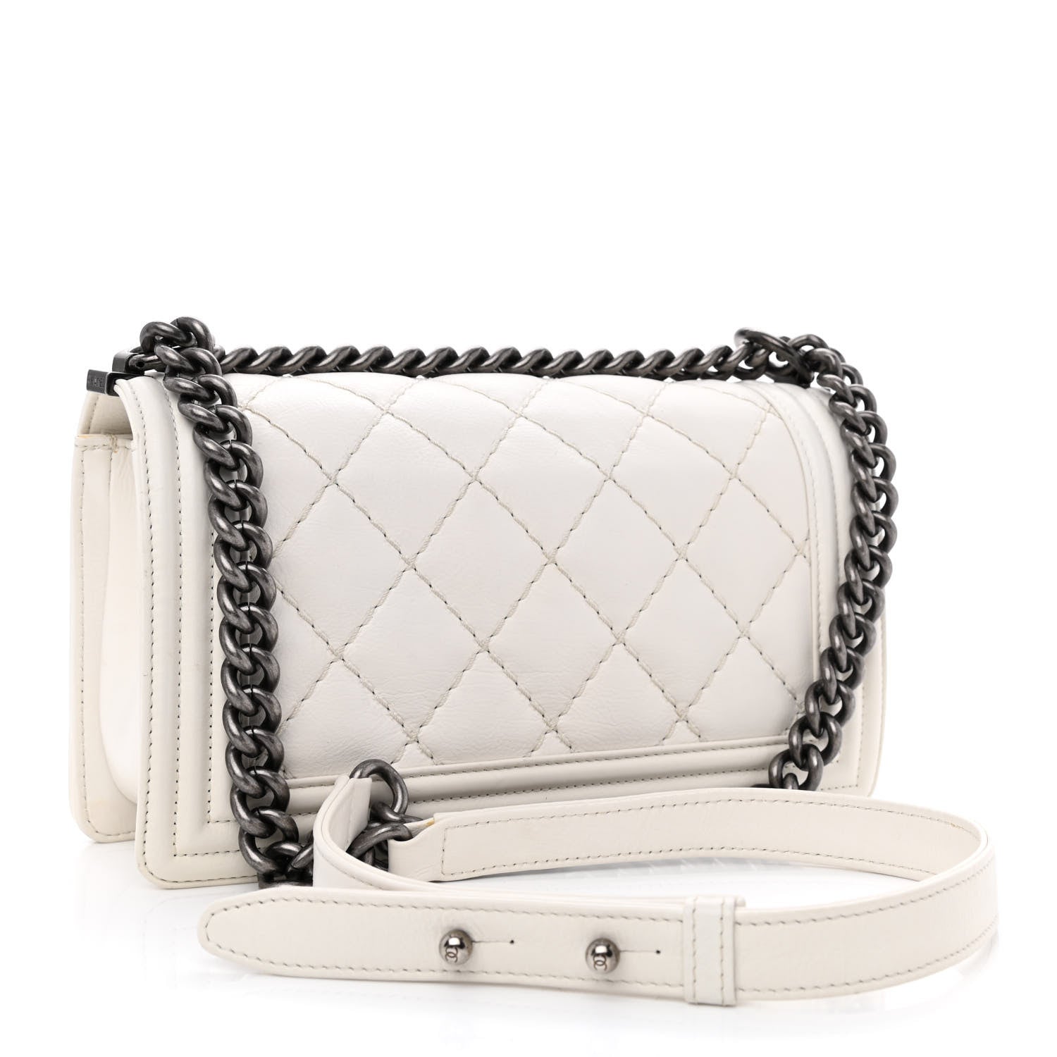 Chanel Calfskin Quilted Small Boy Flap White 3 of 13