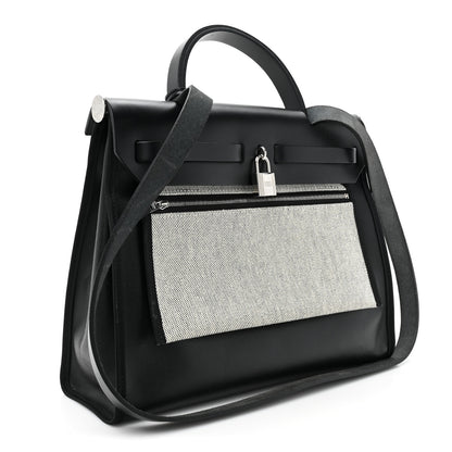 Hermes Toile H Berline Vache Hunter Herbag Zip PM 31 Black Ecru 4 of 13