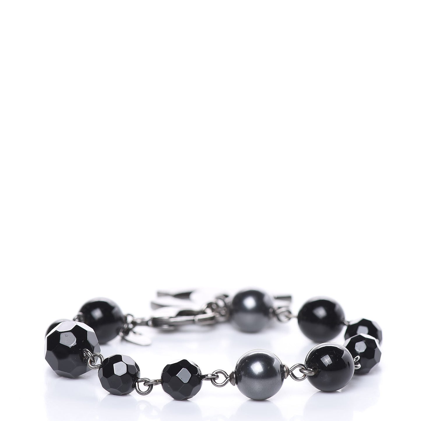 Ruthenium Bead CC Bracelet Black