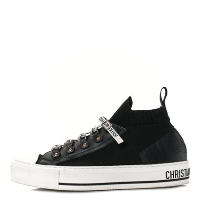 Christian Dior Technical Knit Calfskin Womens Walk'N'Dior High Top Sneakers 38.5 Black 1 of 8