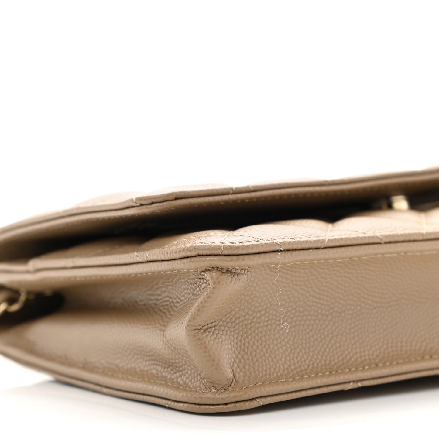 Caviar Quilted Wallet On Chain WOC Beige