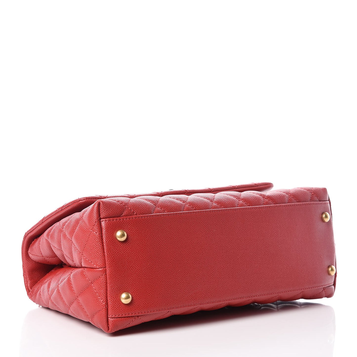Caviar Quilted Small Coco Handle Flap Red