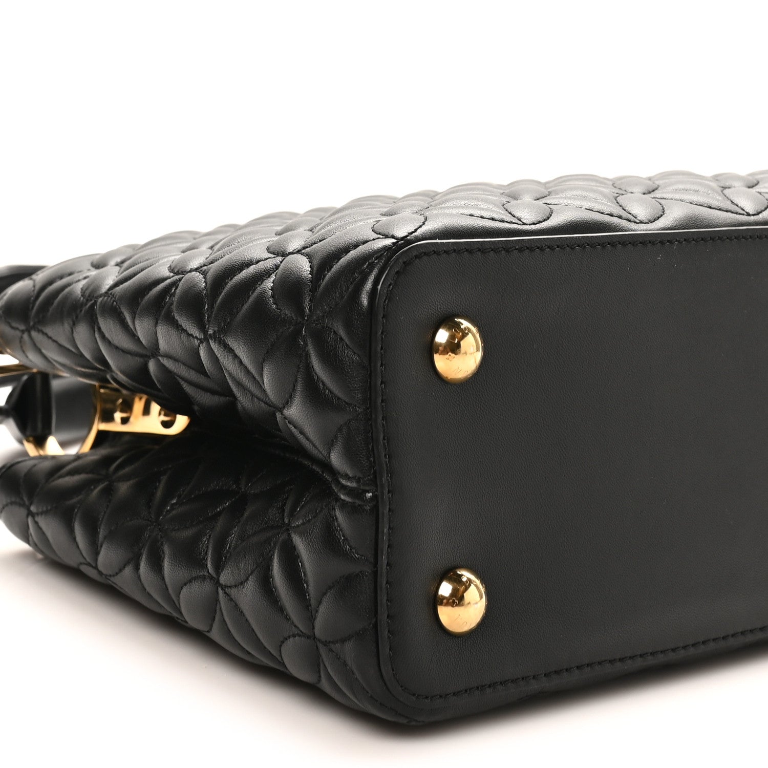 Louis Vuitton Lambskin Quilted Flower Capucines PM Black 8 of 9