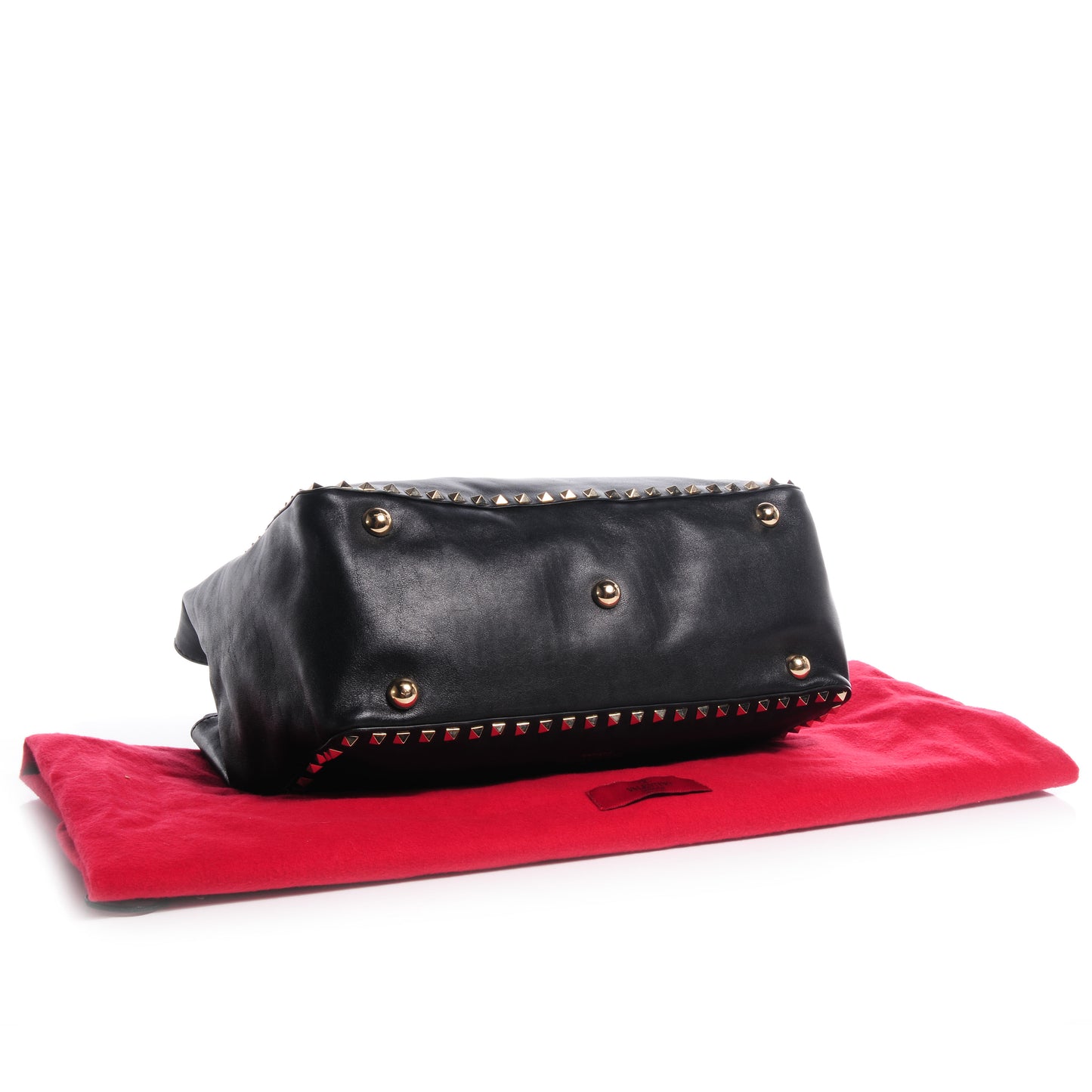 Vitello Medium Rockstud Tote Black
