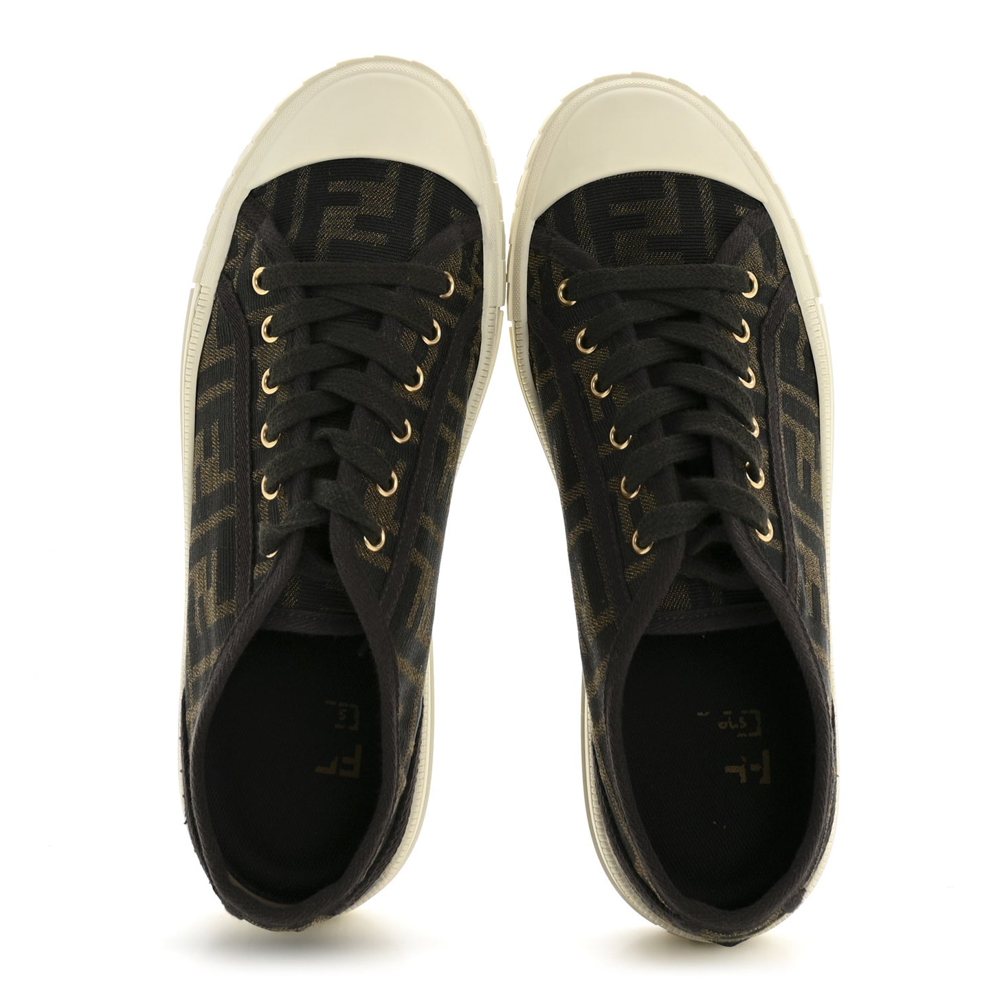 Fabric Jacquard FF Womens Domino Low Top Sneakers 37.5 Tobacco