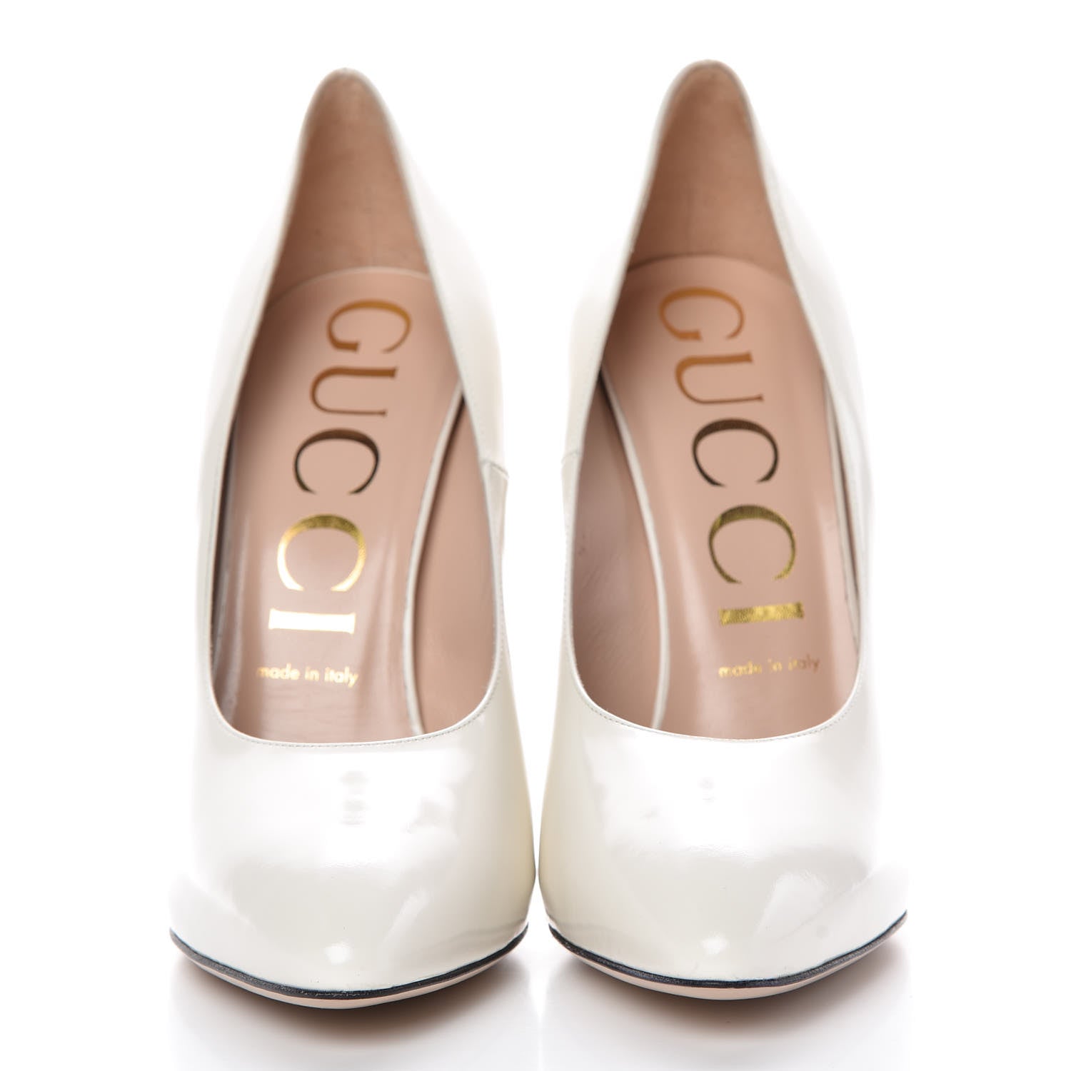 Gucci Polished Calfskin Regent Pumps 39.5 White Magnolia 2 of 9