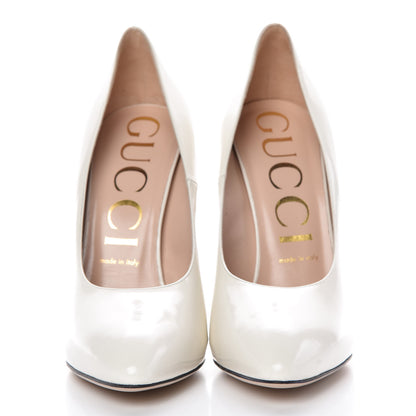 Gucci Polished Calfskin Regent Pumps 39.5 White Magnolia 2 of 9