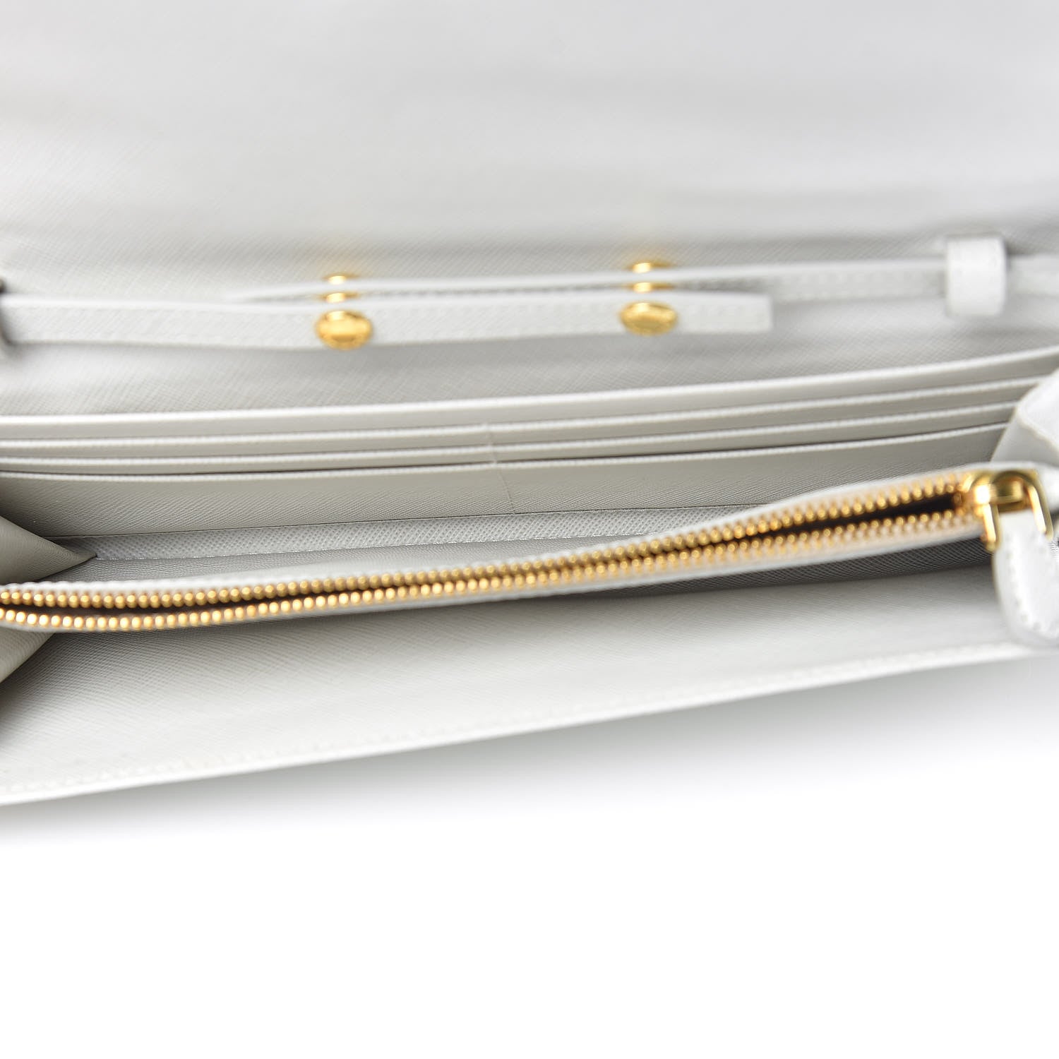 Prada Saffiano Metal Oro Chain Wallet Talco 5 of 12