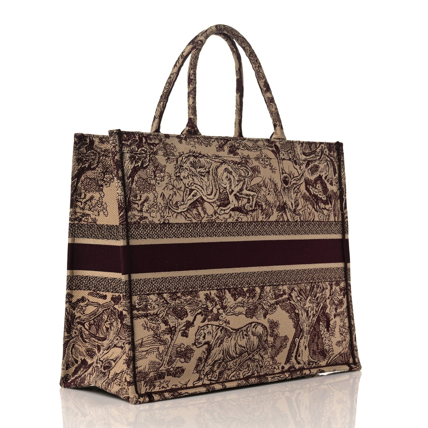 Canvas Embroidered Large Dioriviera Toile De Jouy Book Tote Burgundy