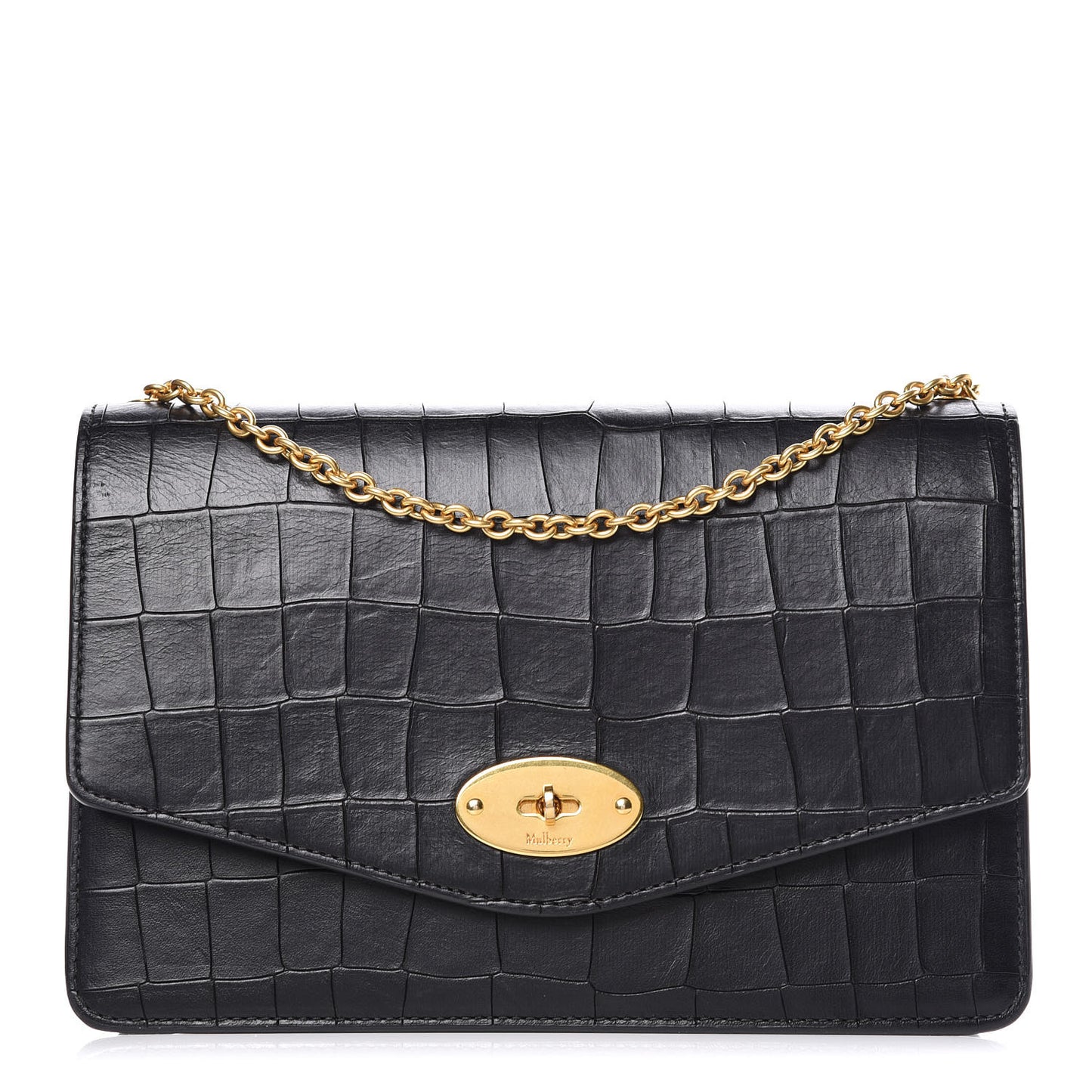 Deep Calfskin Crocodile Embossed Medium Darley Black