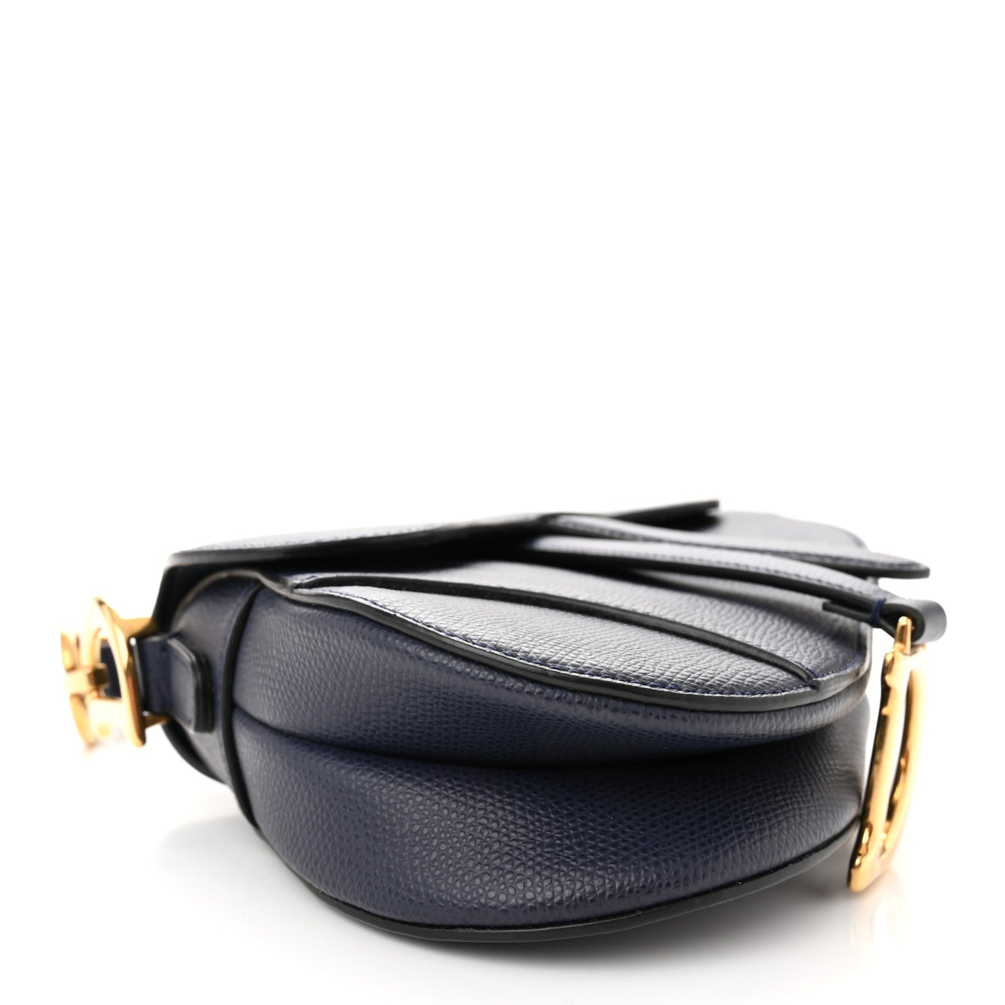 Grained Calfskin Mini Saddle Bag Navy