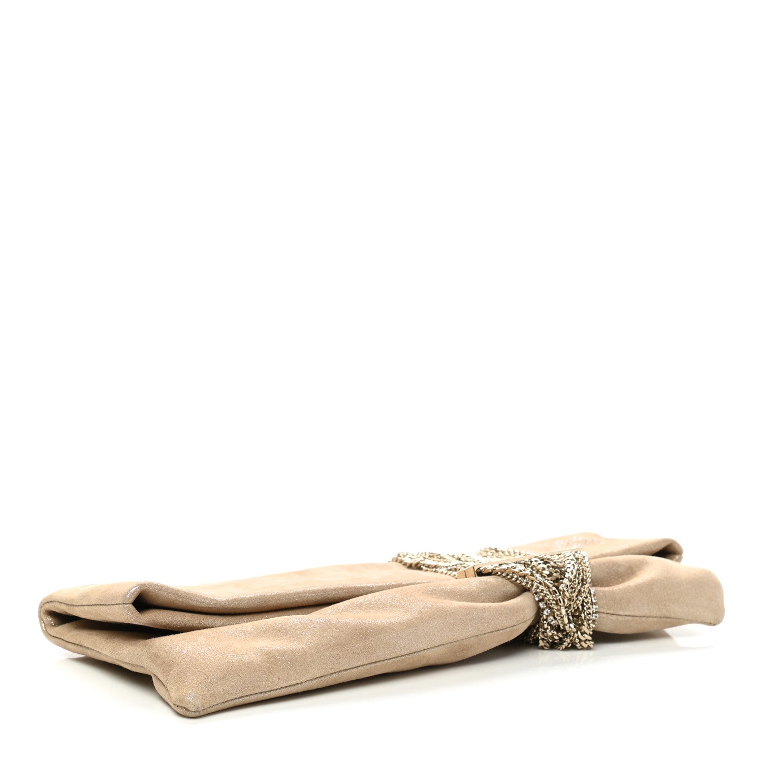 Jimmy Choo Shimmer Suede Chandra Clutch Sand 4 of 7