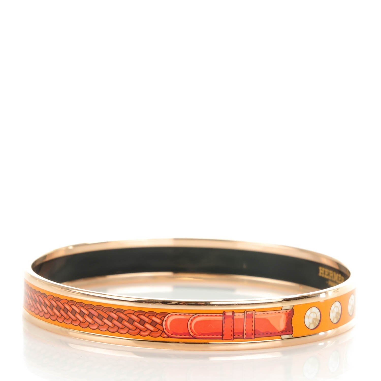 Hermes Enamel Printed Narrow Coaching Bracelet 70 6 of 7