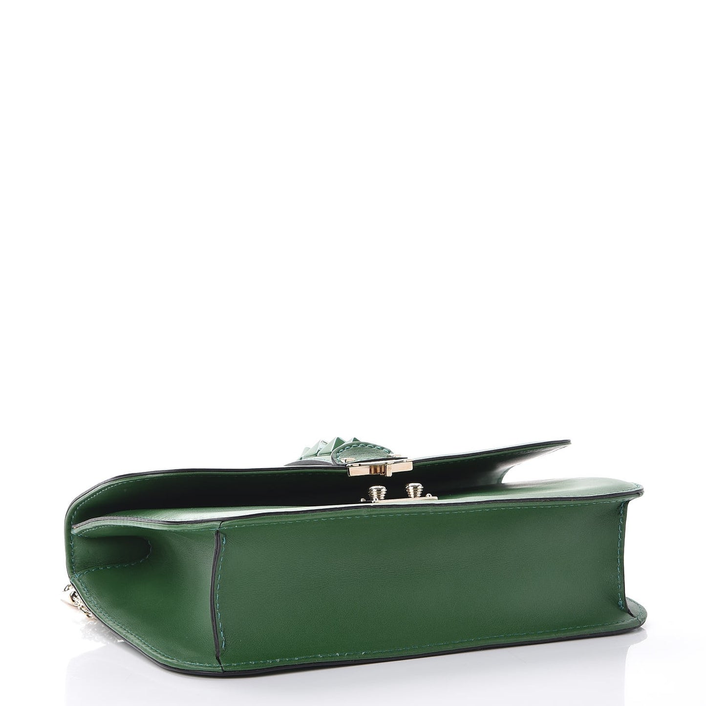 Vitello Medium Glam Lock Rockstud Flap Pop Green
