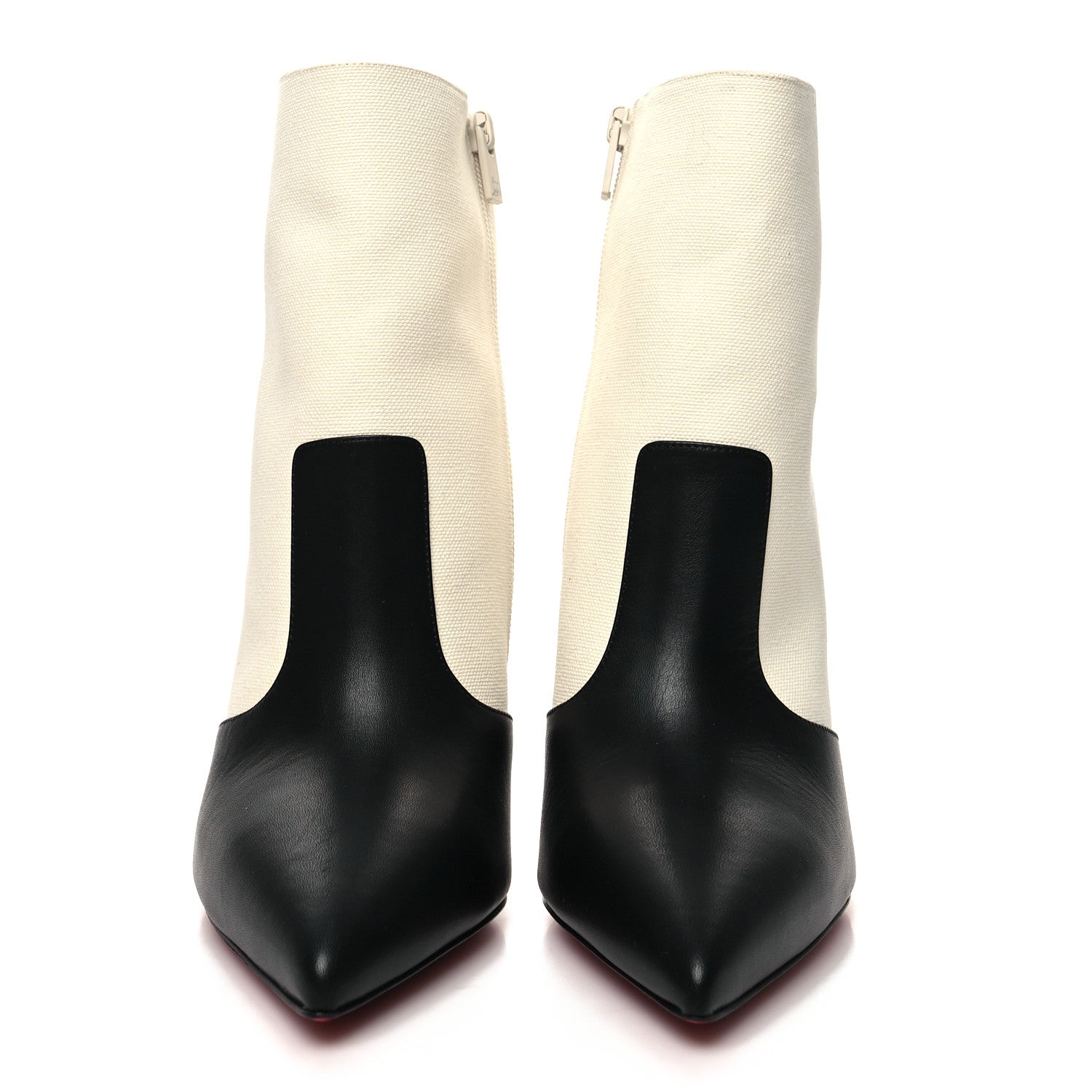 Christian Louboutin Canvas Calfskin So Summer 100 Ankle Booties 41.5 White Black 2 of 8