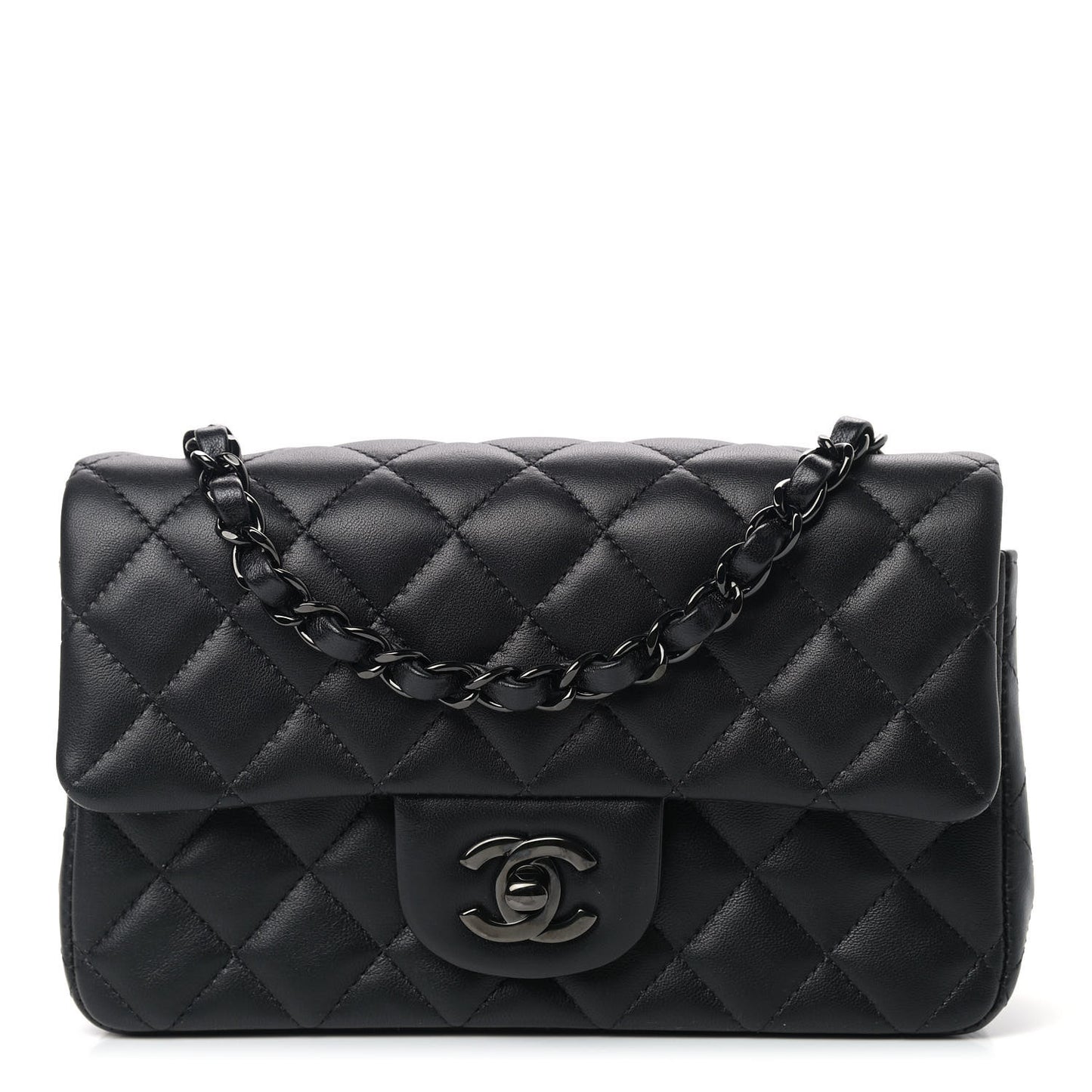 Lambskin Quilted Mini Rectangular Flap So Black