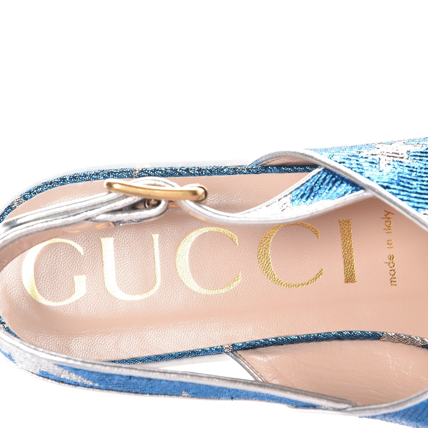 Gucci Lurex Starry Sky Crossover Platform Sandals 40 Bleuette Silver 7 of 8