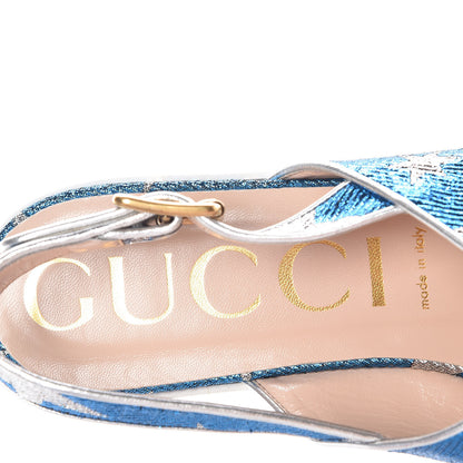 Gucci Lurex Starry Sky Crossover Platform Sandals 40 Bleuette Silver 7 of 8