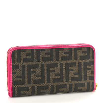 Fendi Zucca Spalmati Vitello Elite Zip Around Wallet Tobacco Ciclamino 3 of 8