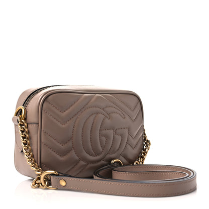 Gucci Calfskin Matelasse Mini GG Marmont Chain Shoulder Bag Porcelain Rose 3 of 12