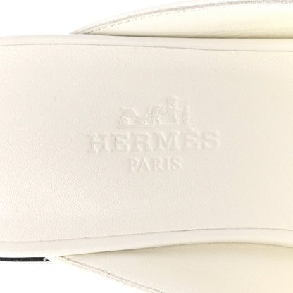 Hermes Calfskin Womens Groupie Mules 35.5 White 7 of 10