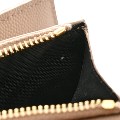Saint Laurent Grain De Poudre Mixed Matelasse Triquilt Monogram Compact Tri Fold Wallet Dark Beige 8 of 11