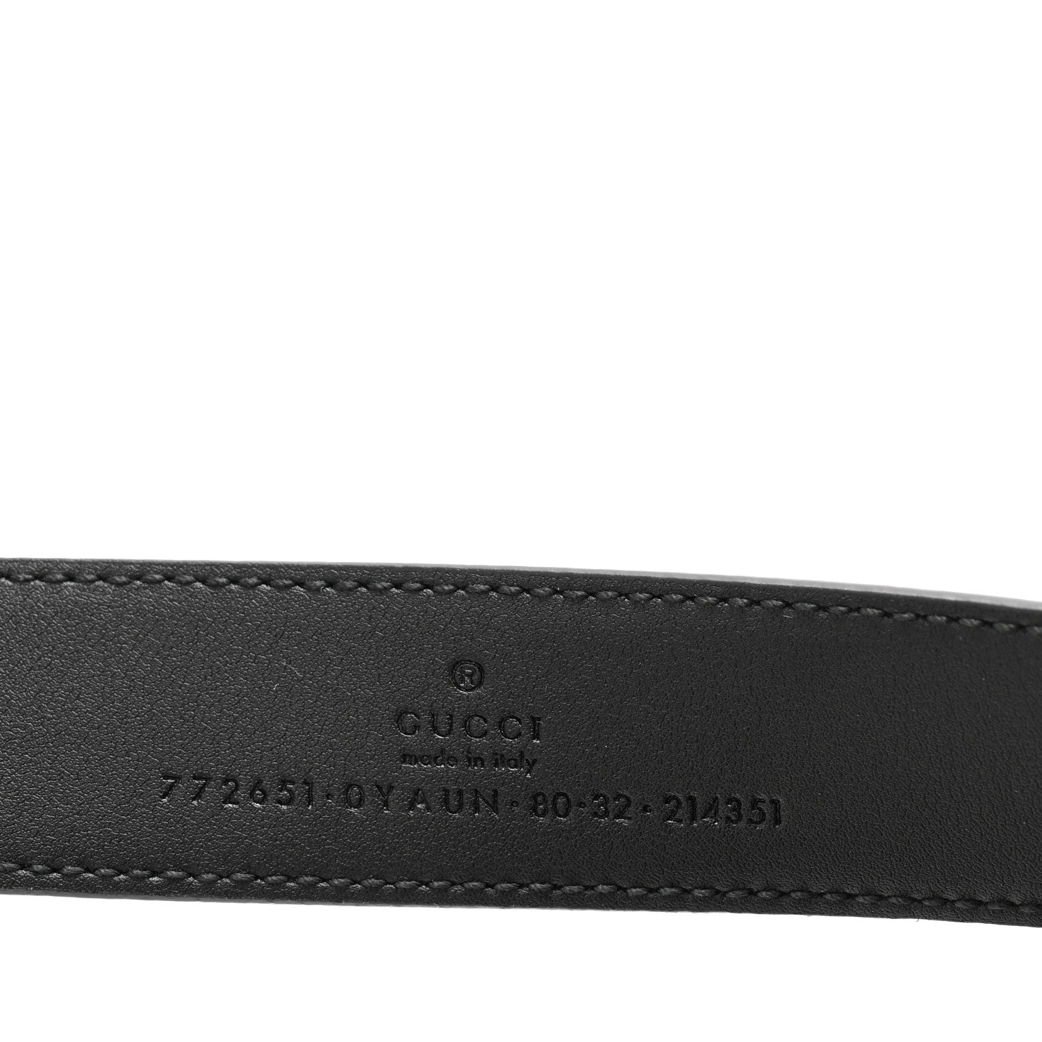 Gucci Calfskin Baguette Crystal Double G 30mm Belt 80 32 Black 5 of 6
