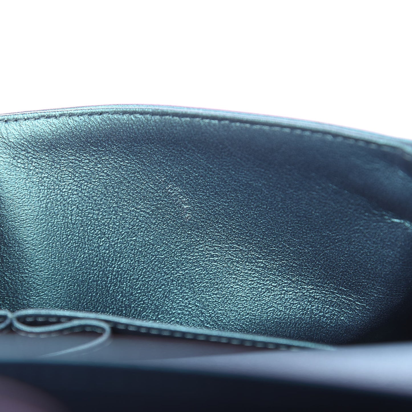 Metallic Lambskin Quilted Medium Double Flap Turquoise